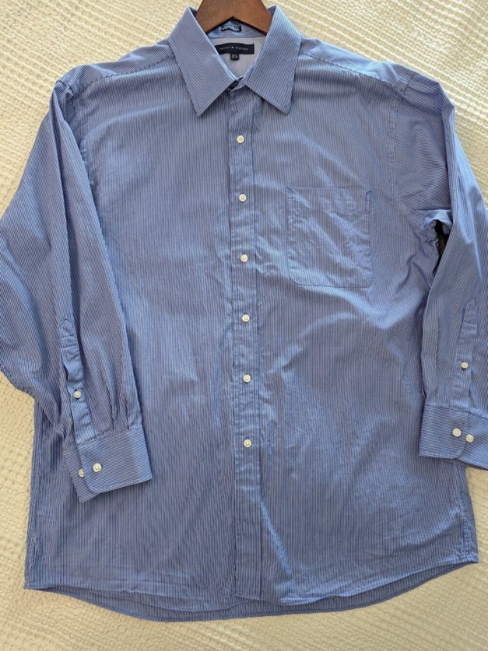 T.H. Striped Cotton Blue Regular Fit Dress Men`s Shirt Power Dressing - Picture 5 of 16